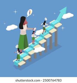 3D Isometric Flat Vector Illustration of Self Improvement, Personal Growth