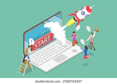 3D Isometric Flat Vector Illustration of Startup New Business, Initiating a Fresh Entrepreneurial Venture