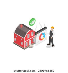 3D Isometric Flat Vector Illustration of Heat Pump, Eco Friendly House. Item 3