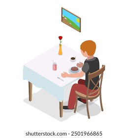 3D Isometric Flat Vector Illustration of Schoolchild Daily Routine, A Kid Life with Everyday Activities. Item 5