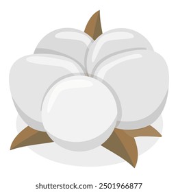 3D Isometric Flat Vector Illustration of Cotton Flower Collection, Pure and Organic Product. Item 1
