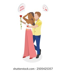 3D Isometric Flat Vector Illustration of Marriage Proposal Rejection, Wedding Refusal. Item 1