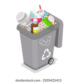 Ilustración vectorial plana isométrica 3D de gestión de residuos, clasificación de basura. Punto 4