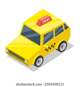 3D Isometric Flat Vector Illustration of Taxi Collection, Different Vehicle Types. Item 7