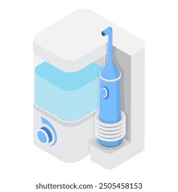 Ilustración vectorial plana isométrica 3D de herramientas de limpieza dental, higiene dental, cuidado bucal. Punto 1