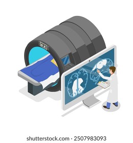 3D Isometric Flat Vector Illustration of Diagnostic Radiology , Magnetic Resonance Imaging. Item 2