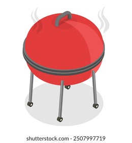 3D Isometric Flat Vector Illustration of Barbecue Cooking , BBQ Stove. Item 1