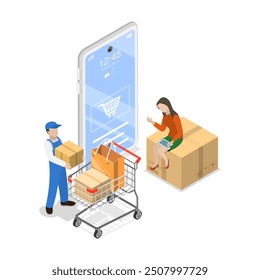 3D Isometric Flat Vector Illustration of Global Logistic , Procurement Management Industry. Item 2