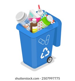 3D Isometric Flat Vector Illustration of Waste Management, Sorting Garbage. Item 5