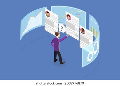 3D Isometric Flat Vector Illustration of Business HR And Technology, Revolutionary Approach