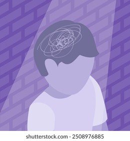 3D Isometric Flat Vector Illustration of Child Trauma, Mental Health Issue