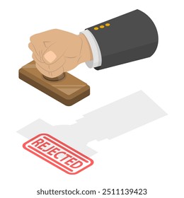 3D Isometric Flat Vector Illustration of Approved And Rejection Stamps , Paper Document. Item 1