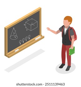 3D Isometric Flat Vector Illustration of Schoolchild Daily Routine, A Kid Life with Everyday Activities. Item 8