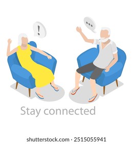 3D Isometric Flat Vector Illustration of Healthy Aging, Physical Activity and Health Care for Elderly Senior People. Item 10