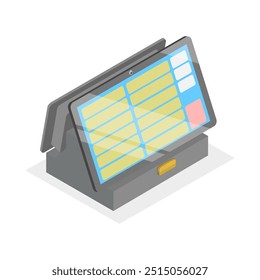 3D Isometric Flat Vector Illustration of Fast Food Checkout Terminal, Cash Register Computer. Item 2