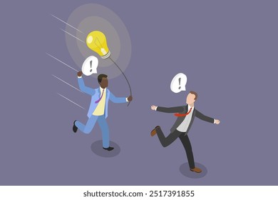 3D Isometric Flat Vector Illustration of Passing The Idea, Worker Passing on Job, Task, and Idea to Business Partner