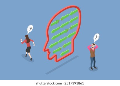 3D Isometric Flat Vector Illustration of Dissonance, Internal conflict