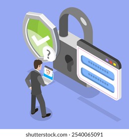 3D Isometric Flat Vector Illustration of High Level Protection, Secure Internet Connection