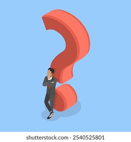 3D Isometric Flat Vector Illustration of Thinking About a Solution, Problem-Solving Process