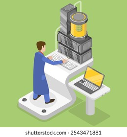 3D Isometric Flat Vector Illustration of Gasoline Testing, Oil Petroleum Production And Exploration