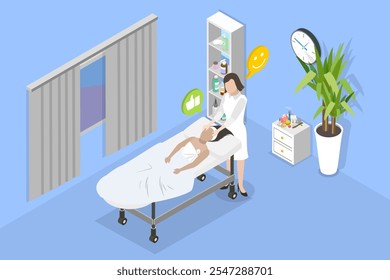 3D Isometric Flat Vector Illustration of Facial Massage, Beauty And Skin Care Professional Services