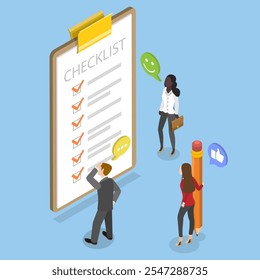 3D Isometric Flat Vector Illustration of Todo List, Project Task Completion Checklist