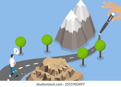 3D Isometric Flat Vector Illustration of Path Concept, Pathway In Life or Business
