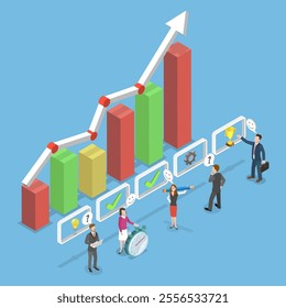 3D Isometric Flat Vector Illustration of Effective Timeline Management, Tracker For Business Projects And Goals