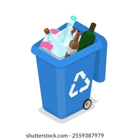 3D Isometric Flat Vector Illustration of Waste Management, Sorting Garbage. Item 8