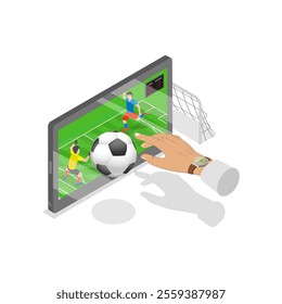 3D Isometric Flat Vector Illustration of People Bet On Sports Online, Popular Pastime. Item 2