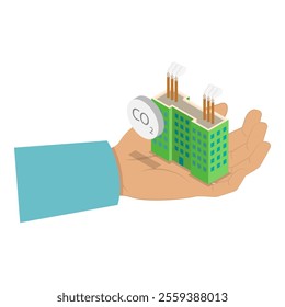 3D Isometric Flat Vector Illustration of Decarbonisation And Sustainability, Co2 Emission Impact Reduction. Item 1