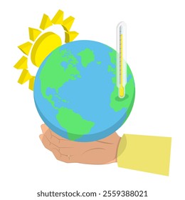 3D Isometric Flat Vector Illustration of Climate Change, Global Warming. Item 4