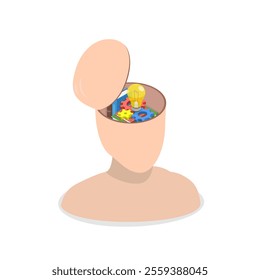 3D Isometric Flat Vector Illustration of Idea Generation, Problem Solving. Item 2