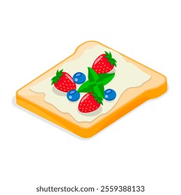 3D Isometric Flat Vector Illustration of Tasty Breakfast, Healthy Toasts Set. Item 1