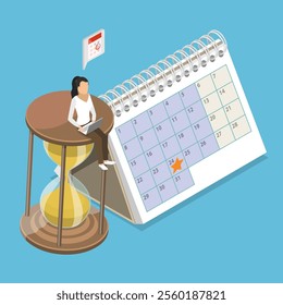 3D Isometric Flat Vector Illustration of Job Deadline, Time Management Strategy