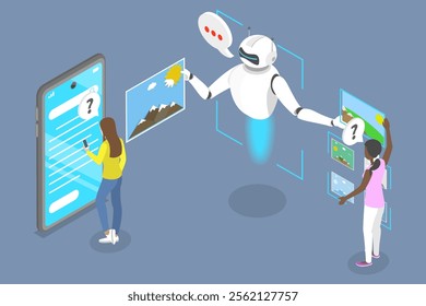 3D Isometric Flat Vector Illustration of AI Prompt Engineer, Artificial Intelligence