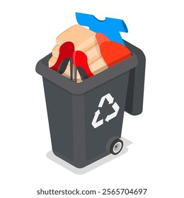 3D Isometric Flat Vector Illustration of Waste Management, Sorting Garbage. Item 9