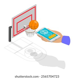 3D Isometric Flat Vector Illustration of People Bet On Sports Online, Popular Pastime. Item 3