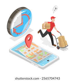 3D Isometric Flat Vector Illustration of Logistics And Delivery, Freights Transportation. Item 3