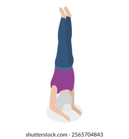 3D Isometric Flat Vector Illustration of Chakra Systems , Collection of Yoga Poses for Women. Item 2