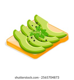 3D Isometric Flat Vector Illustration of Tasty Breakfast, Healthy Toasts Set. Item 2