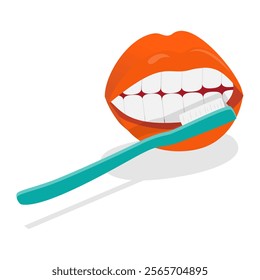 3D Isometric Flat Vector Illustration of Teeth Cleaning , Oral Hygiene. Item 5