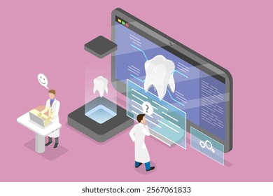 3D Isometric Flat Vector Illustration of Dental Health Check-up, Dentistry Insurance