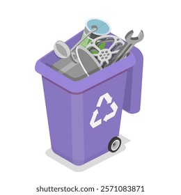 3D Isometric Flat Vector Illustration of Waste Management, Sorting Garbage. Item 10