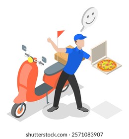 3D Isometric Flat Vector Illustration of Food And Goods Delivery, Delivery home and office. Item 3