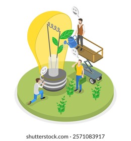 3D Isometric Flat Vector Illustration of Effective Smart And Green Solutions, Sustainable Project Development. Item 1