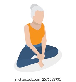 3D Isometric Flat Vector Illustration of Chakra Systems , Collection of Yoga Poses for Women. Item 16