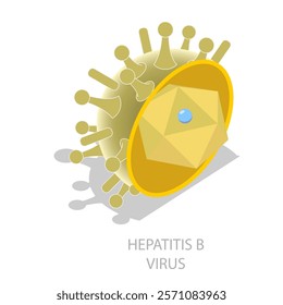 3D Isometric Flat Vector Illustration of Hepatitis Viruses, Liver Disease. Item 4