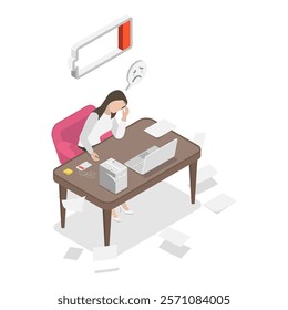 3D Isometric Flat Vector Illustration of Stress At Work, Burnout, Overloading, Deadline Pressure. Item 3