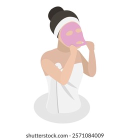 3D Isometric Flat Vector Illustration of Facial Mask, Skin Care and Acne Treatment. Item 1